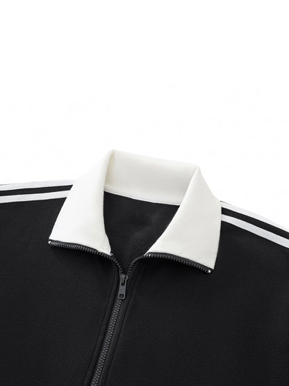 White Line Fleece Tennis Jacket