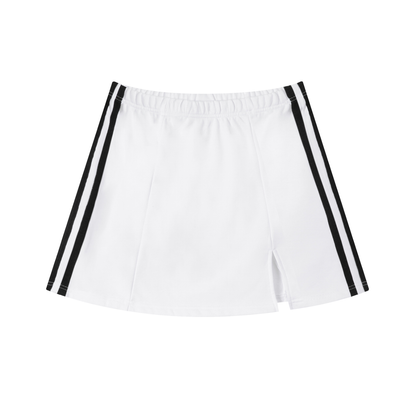 Ladies White Line Tennis Slit Skirt