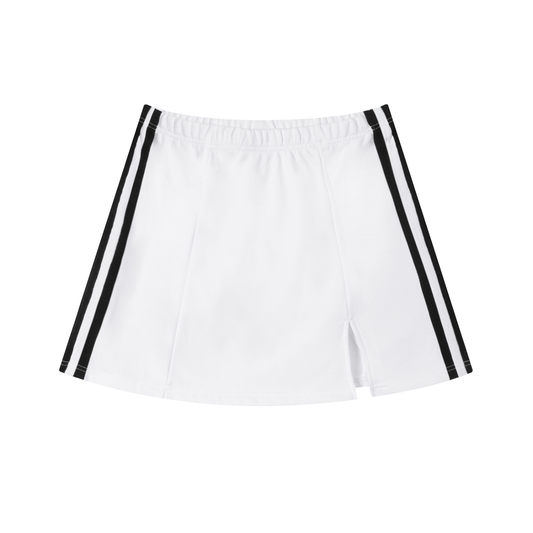Ladies White Line Tennis Slit Skirt
