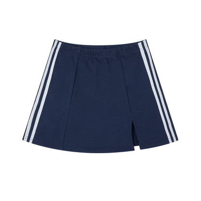 Ladies White Line Tennis Slit Skirt