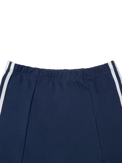 Ladies White Line Tennis Slit Skirt