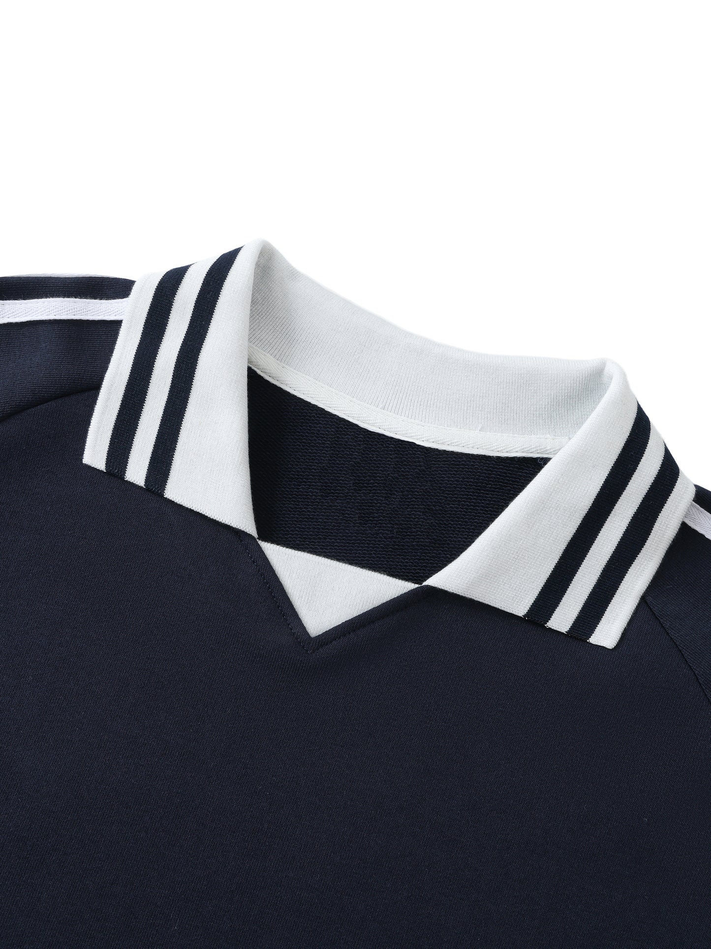 While Line Lapel Collar Sweatshirt