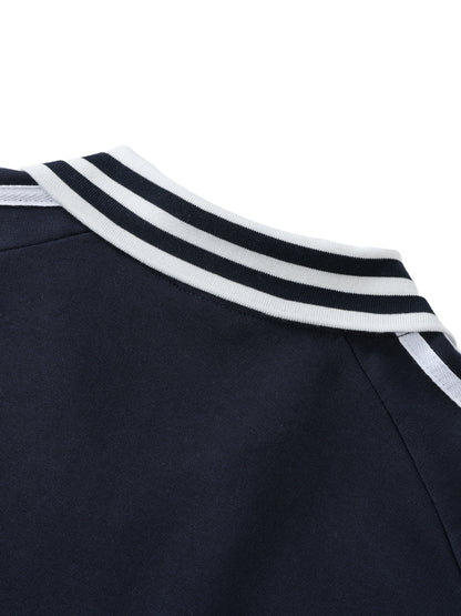 While Line Lapel Collar Sweatshirt