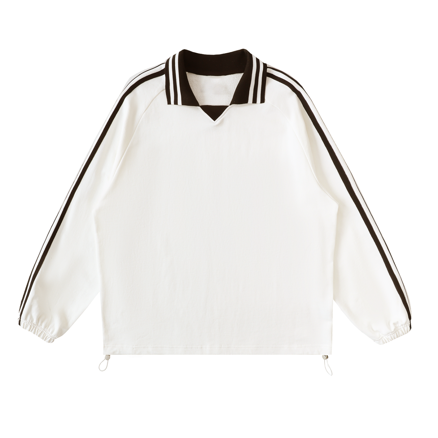 While Line Lapel Collar Sweatshirt