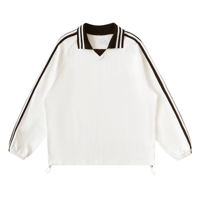While Line Lapel Collar Sweatshirt