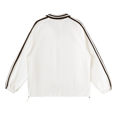 While Line Lapel Collar Sweatshirt