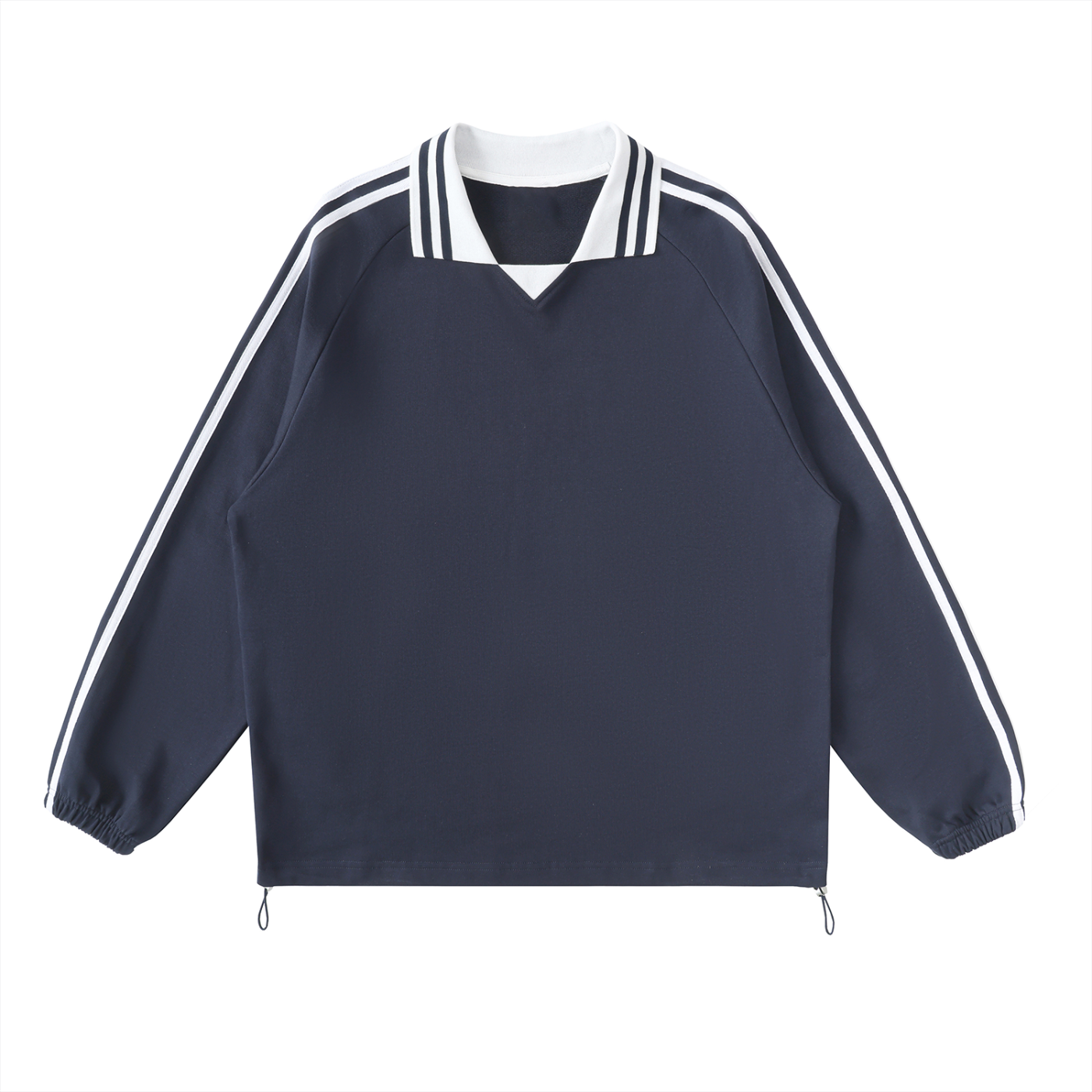 While Line Lapel Collar Sweatshirt