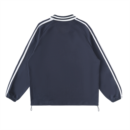 While Line Lapel Collar Sweatshirt