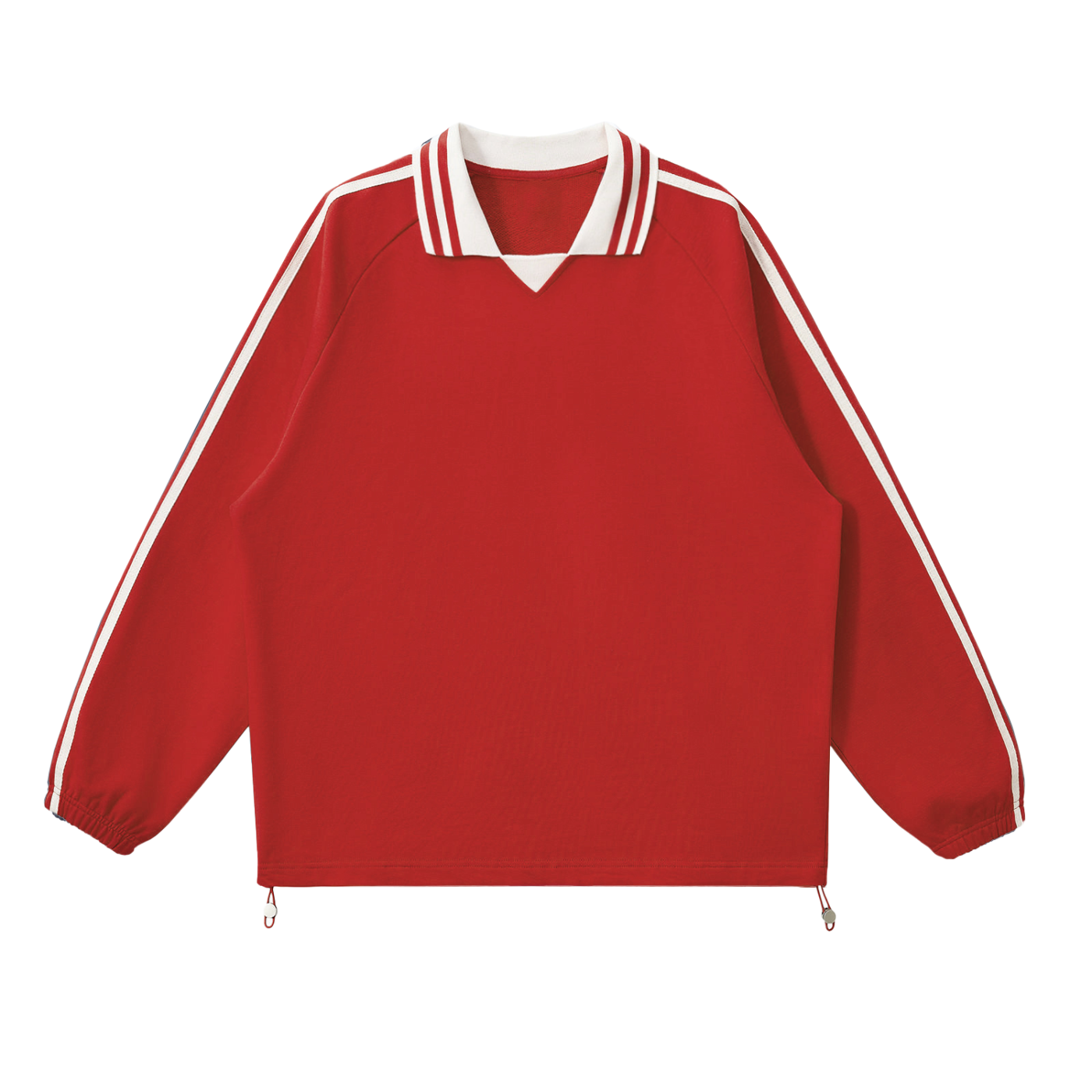 While Line Lapel Collar Sweatshirt