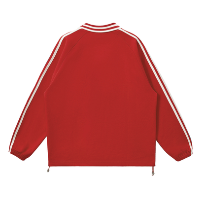 While Line Lapel Collar Sweatshirt