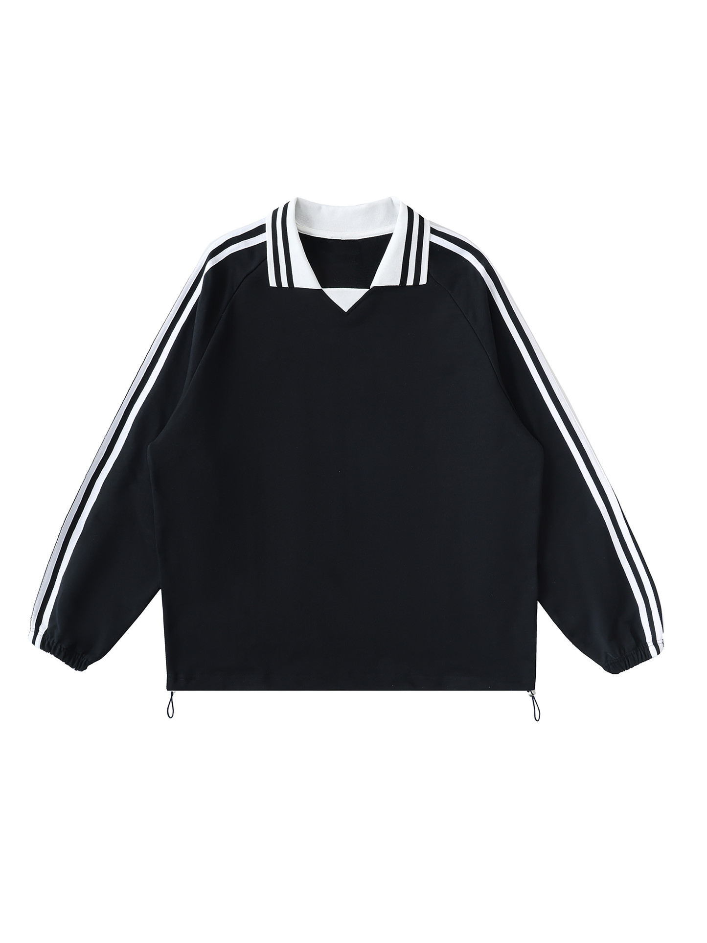 While Line Lapel Collar Sweatshirt